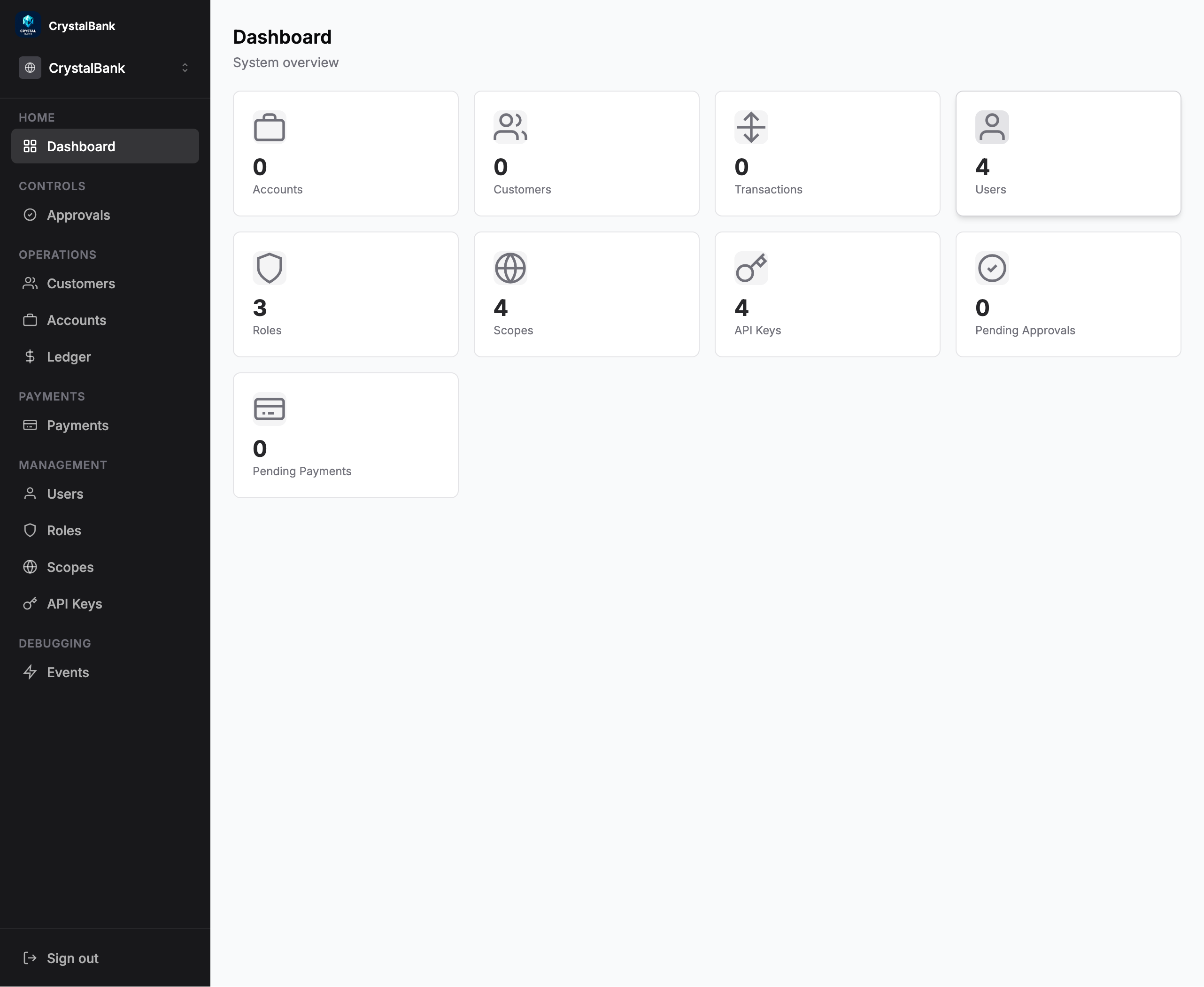 CrystalBank Dashboard